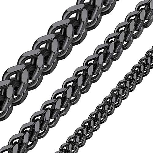 ChainsHouse Schwarz Franco Chain Herren kette 4mm breit 65cm lang herren Franco Kette für damen und Herren von ChainsHouse