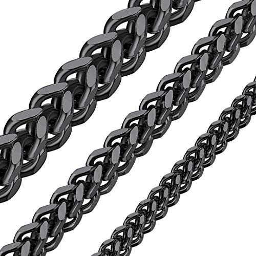 ChainsHouse Schwarz Franco Kette 4mm breit 50cm lang Franco Chain Kette für Hip pop von ChainsHouse