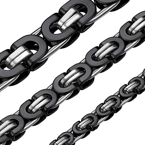 ChainsHouse Schwarz Königskette 8mm breit 46cm lang Byzanitinsche herren Panzerkette für Vater/Sohn/Bruder von ChainsHouse