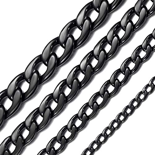 ChainsHouse Schwarze 9mm Breit Jungenkette 316L Halskette mit hochwertigem Karabinerverschluss für Punk Jungen und Mädchen von ChainsHouse