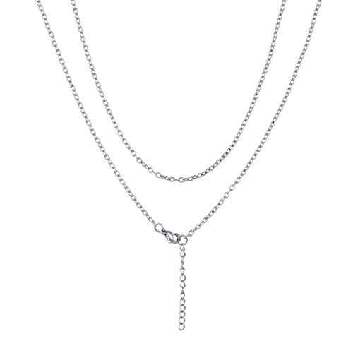 ChainsHouse Erbskette für Damen Rolo Kette Edelstahl Halskette 2mm Gliederkette ohne Anhänger Ankerkette Kabelkette 66cm Frauen dünne Stahlkette 2mm Halsreif Silber Halsschmuck für Hochzeit von ChainsHouse