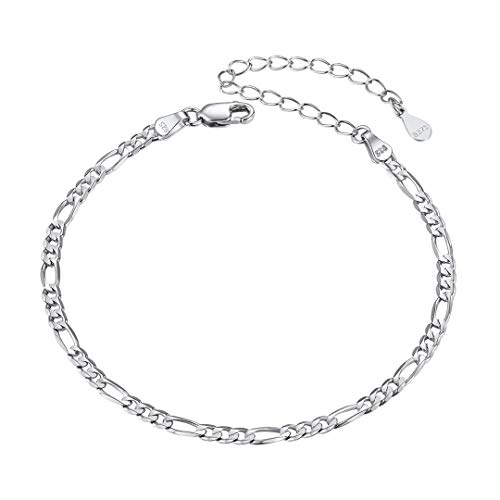 ChainsHouse Silber Figaro Fußkettchen Herren Damen Sommer Fußband 22cm+5cm lang Fußkette für Freundin Ehefrau Model von ChainsHouse