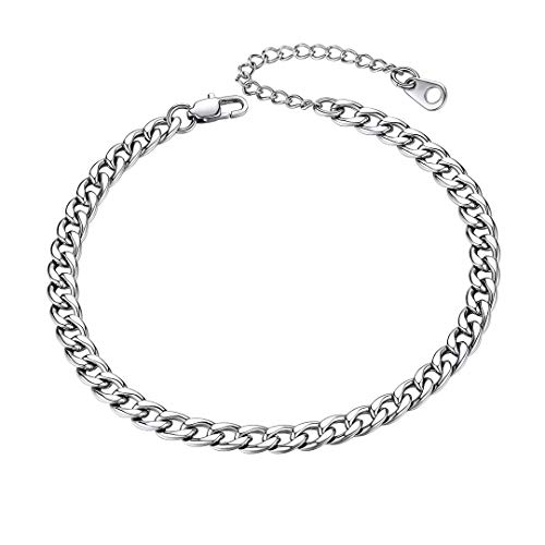 ChainsHouse Silber Fußkettchen Edelstahl Damen Fußkette 22cm Panzerkette Fußband mit Schmuckbox Partner Fußschmuck von ChainsHouse