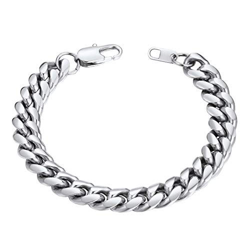 ChainsHouse Silber Herren Armband 10MM breit 21cm lang Armskette mit Geschenkebox und Schmuckstück für Kinder und Jugendlichen von ChainsHouse