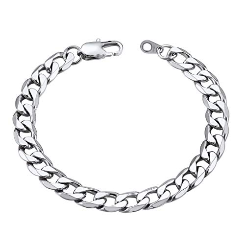 ChainsHouse Silber Herren Armband 8MM breit 21cm lang Armskette mit Geschenkebox und Schmuckstück für Kinder und Jugendlichen von ChainsHouse