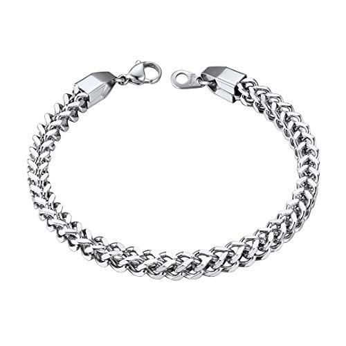 ChainsHouse Silber Herren Armband Edelstahl Franco Armbänder 21cm Herren Armskette für Herren und Männer von ChainsHouse