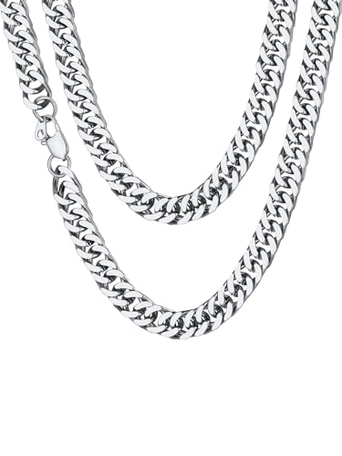 ChainsHouse Kette für Herren Panzerkette Damen Edelstahl Halskette 46cm Männer Robuste Kette 10mm Miami Kette Silber Gliederkette ohne Anhänger Massiv Kubanische Kette Halsschmuck für Ehemann von ChainsHouse