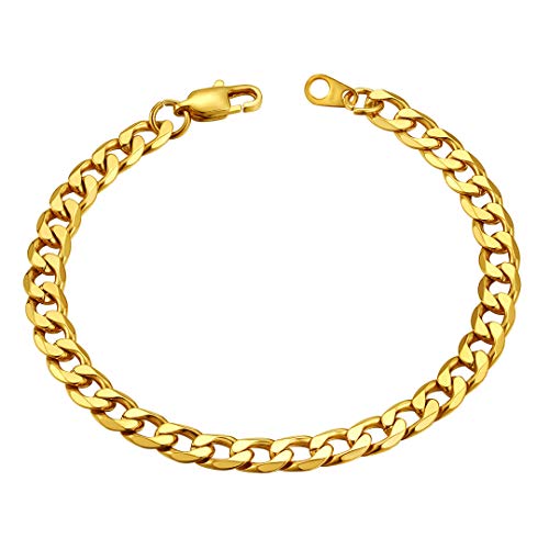 ChainsHouse Vergoldet Armband Herren Armskette 6MM Herren Armschmuck 19cm lang Armskette für Damen und Herren von ChainsHouse