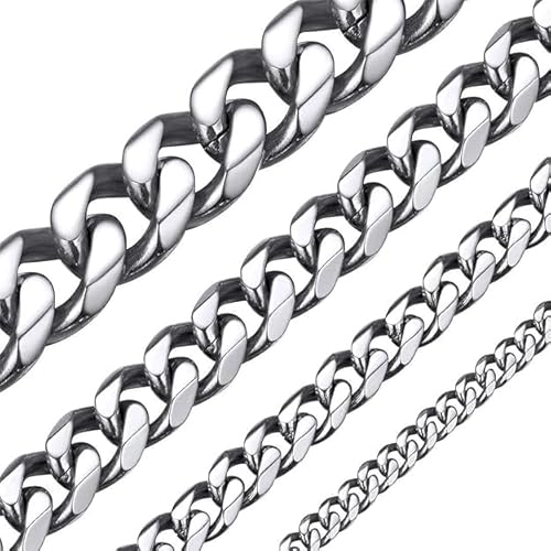 ChainsHouse einzigartige silbere Halskette aus Edelstahl 6mm Breit 66cm Länge Biker kette für Jungen und Männer von ChainsHouse