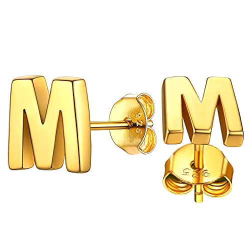ChainsHouse gold Buchstabe Ohrstecker Initialer Letter M Ohrstecker gold Alphabet M Ohrschmuck Schöner Ohrstecker mit Geschenkebox für Weihnachten Valentinstag von ChainsHouse