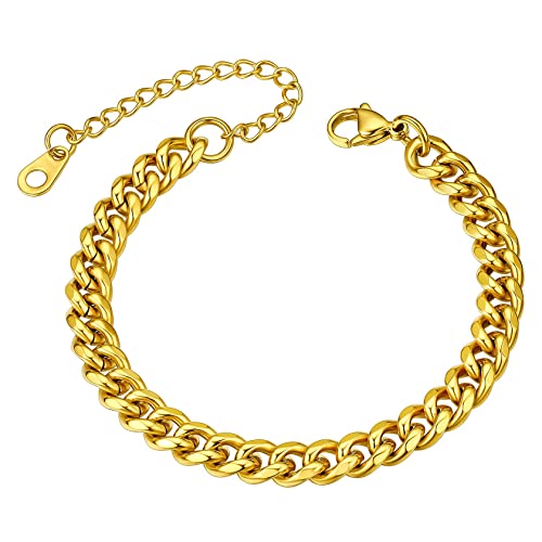 ChainsHouse gold Damen Armskette 6MM breit 16cm lang Armband mit Geschenkebox und Schmuckstück für Kinder und Jugendlichen von ChainsHouse