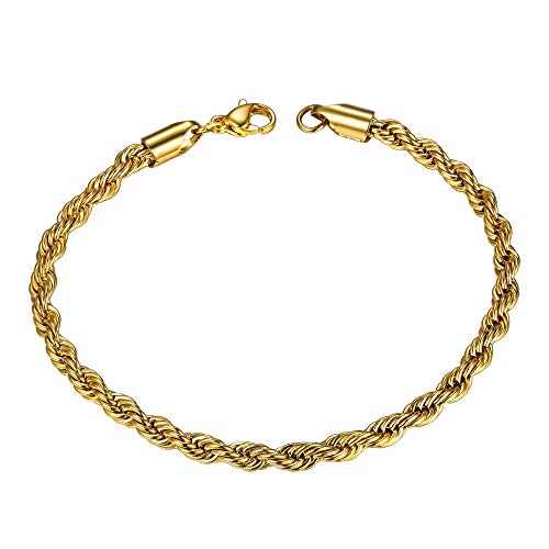 ChainsHouse gold armband aus Edelstahl herren Kordelkette damen armband 21cm als Valentinstag/Geburtstag Geschenke von ChainsHouse