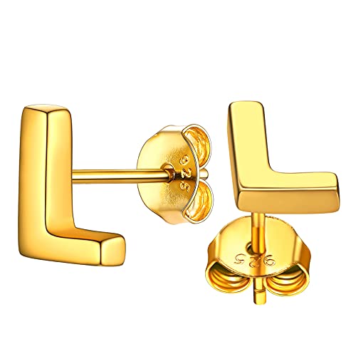 ChainsHouse goldener Buchstabe L Ohrstecker Kleiner Alphabet Ohrring Minimalisitischer Letter Ohrschmuck mit Geschenkebox für Ehefrau Freundin Model von ChainsHouse