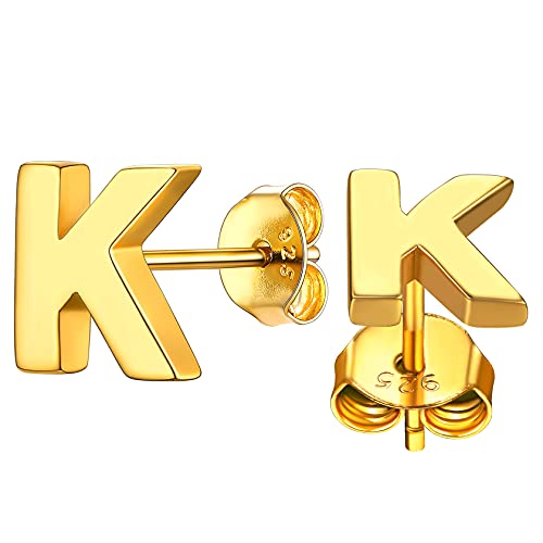ChainsHouse goldener Ohrstecker für Damen Mädchen Klein Alphabet K Ohrschmuck Minimalisitischer Letter Ohrschmuck für Valentinstag Geburtstag von ChainsHouse