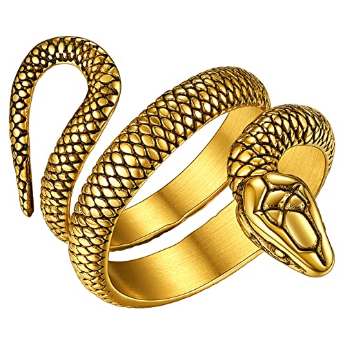 ChainsHouse goldener Ring für Herren Männer Punk Retro Schlangenring Statement Fingerring Gothic Statement Ring für Freunden Ehemann von ChainsHouse