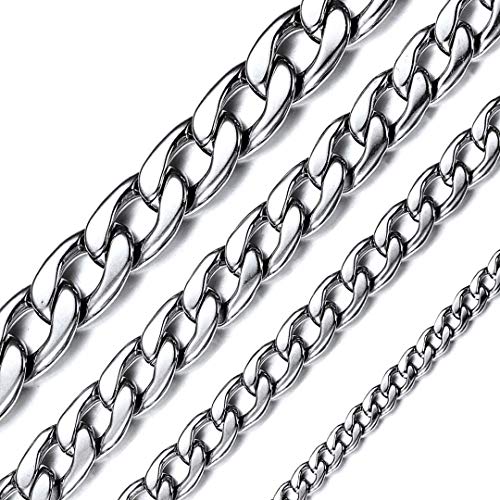 ChainsHouse herren Panzerkette 30inch 5mm Breit Silber Edelstahl Halskette mit Karabinerverschluss für cool Jungen und Mädchen von ChainsHouse