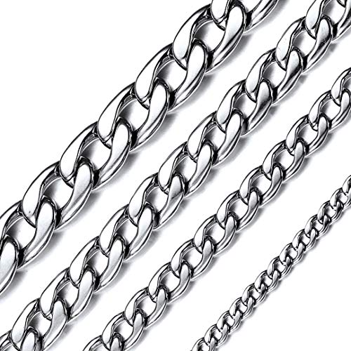 ChainsHouse Kette 71cm Männer Edelstahl Halskette Herren Panzerkette 5mm Glieder-Halskette Robuste Kette ohne Anhänger Jungen Gliederkette Silber Kubanische Kette Hip Hop Halsband Schmuck für Rocker von ChainsHouse