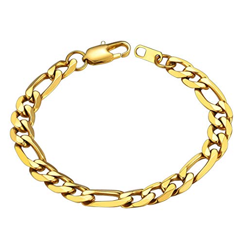 ChainsHouse herren armband gold Figarokette Armband 19cm lang coole Armskette für Jungen Männer Hip pop fans von ChainsHouse