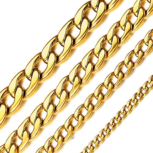 ChainsHouse hochwertige 18K vergoldete Halskette 5mm Breit 71cm Halskette aus 316L Edelstahl Panzerkette für Hip pop fans von ChainsHouse