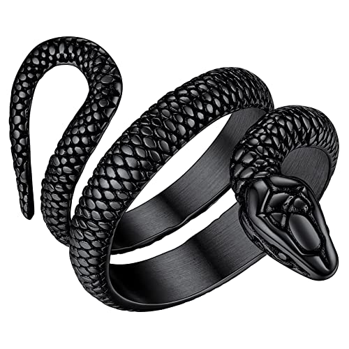 ChainsHouse schwarz Ring für Herren Männer Punk Retro Schlangenring Statement Fingerring Gothic Statement Ring für Freunden Ehemann von ChainsHouse