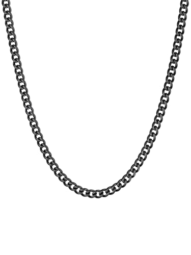 ChainsHouse Collier Damen Choker Panzerkette 35cm Edelstahl Kette Mann 3mm Halskette Herren Klassische Kubanische Kette Schwarz Mädchen Gliederkette Robuste Kette ohne Anhänger Halsschmuck für Kinder von ChainsHouse