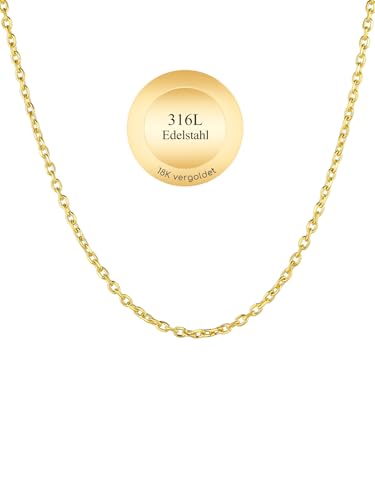 ChainsHouse Vergoldete Kette für Herren Rolokette Edelstahl Halskette Männer Rolo Kette ohne Anhänger Herren Ankerkette 3mm Goldene Gliederkette 76cm Rolo Link Kette Punk Halsschmuck für Verlobung von ChainsHouse