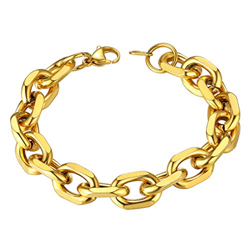 ChainsHouse Ersatzkette Gliederkette Armbänder 21cm Herren Ankerkette Armskette Armband für Herren Rolokette-Armband Gold Rolo Kettenarmband Edelstahl Männer Gliederarmband Schmuck für Rapper von ChainsHouse