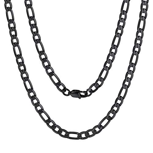 ChainsPro 316L Edelstahl Figarokette Herren Halskette 6mm Breit in Schwarz Herren Ketten ohne Anhänger Herren Schmuck 14" Choker von ChainsPro