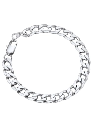 ChainsPro Armband Herren Edelstahl 8mm Breit Armkette kubanische Panzerkette Armschmuck für Männer Silber Farbe 21cm ChainsPro Armband Herren Edelstahl 8mm Breit Armkette kubanische Panzerkette Armschmuck für Männer Silber Farbe 21cm von ChainsPro