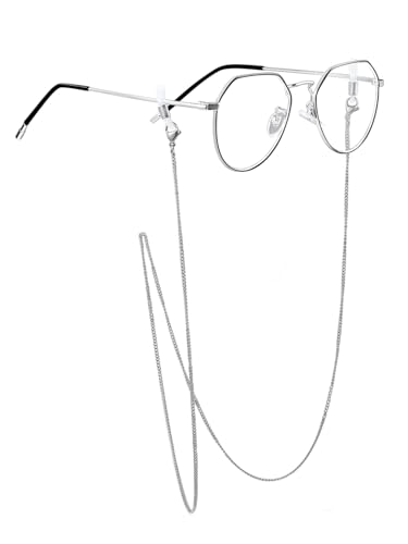 ChainsPro Brillenkette Edelstahl Damen Herren Brillenbänder Einstellbarer 1.8mm Breit Spaghettikette Maskenkette Zubehör für Sonnenbrillen 71cm Silber Farbe von ChainsPro