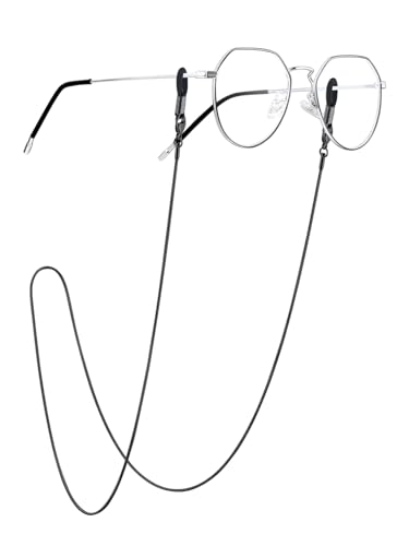 ChainsPro Brillenkette Edelstahl Damen Herren Brillenbänder Einstellbarer 3.5mm Breit Schlangenknochenkette Maskenkette Zubehör für Sonnenbrillen 72cm Schwarz Farbe von ChainsPro