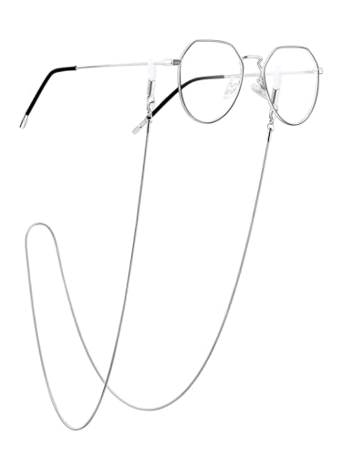 ChainsPro Brillenkette Edelstahl Damen Herren Brillenbänder Einstellbarer 3.5mm Breit Schlangenknochenkette Maskenkette Zubehör für Sonnenbrillen 72cm Silber Farbe von ChainsPro