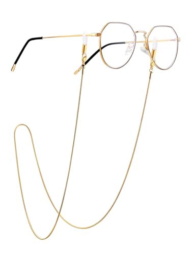 ChainsPro Brillenkette Edelstahl Damen Herren Brillenbänder Einstellbarer 3.5mm Breit Schlangenknochenkette Maskenkette Zubehör für Sonnenbrillen 72cm Vergoldet Farbe von ChainsPro