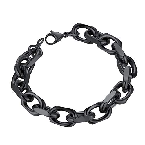 ChainsPro Edelstahl Flache Abschneiden O Form Ring Armband Mode Edelstahl Armband,6/8/11mm Abschneiden Armband in Schwarz/Silber/Gold 3 Fraben, Edelstahl Armband für Herren und Damen,Länger 19/21cm von ChainsPro