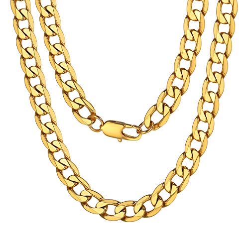 ChainsPro Herrenkette Kuban Link Chain Edelstahl Halskette Panzerkette 9mm Breit Gliederkette Kette Goldkette Necklace Men 66cm Choker Collier Hip Hop Halsband Modeschmuck für Freuden von ChainsPro