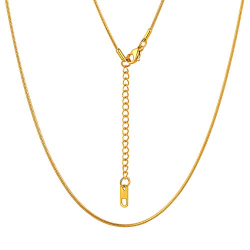 ChainsPro Edelstahlketten Schlangenkette Damen Halskette 18K vergoldet Kette 45cm-70cm，mit 4 Farben Schwarz/Gold/Rosegold/Silber， 1.2mm Dünne Edelstahl Halskette von ChainsPro