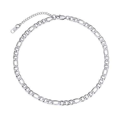 ChainsPro Figarokette Halskette Herren 6mm Breit Italien Figarokette Edelstahl 55cm lang Klassische Figarokette Herrenkette Diamantschliff Figaro Herren Kette in Silber von ChainsPro