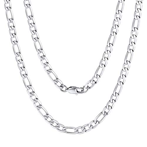 ChainsPro 316L Edelstahl Figarokette Herren Halskette 6mm Breit in Silber Herren Ketten ohne Anhänger Herren Schmuck 14" Choker von ChainsPro