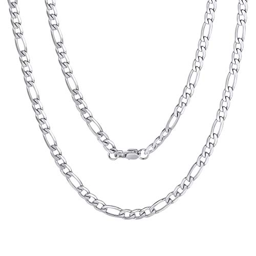 ChainsPro 316L Edelstahl Figarokette Herren Halskette 4mm Breit in Silber Herren Ketten ohne Anhänger Herren Schmuck 14" Choker von ChainsPro