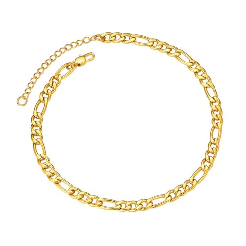 ChainsPro Fußkette für damen Sommer Fußkettchen FigaroKette Vergoldet Edelstahl von ChainsPro