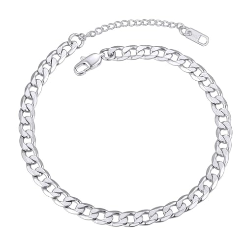 ChainsPro Fußkette für damen Sommer Fußkettchen Kuban Kette Silber Edelstahl von ChainsPro