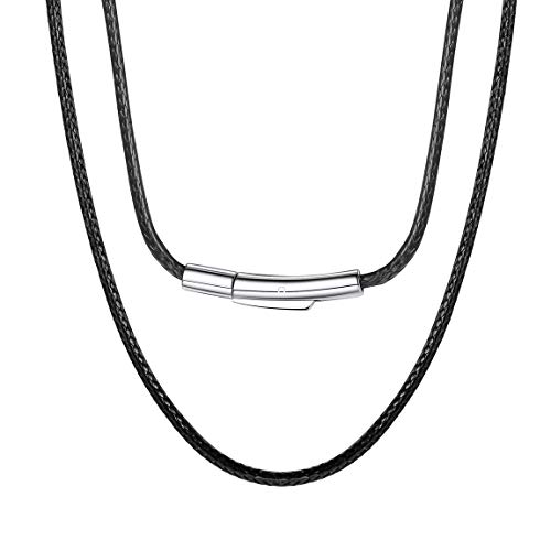 ChainsPro Halskette für Anhänger, geflochtenes Seil aus Kunstleder, mit Verschluss aus Stahl, personalisierbar, Dicke 2 mm, Länge 40 – 75 cm, wasserdichter Schmuck für Männer und Frauen, Edelstahl, von ChainsPro