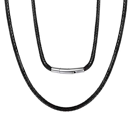 ChainsPro Halskette für Anhänger, geflochtenes Seil aus Kunstleder, mit Verschluss aus Stahl, personalisierbar, Dicke 3 mm, Länge 40 – 75 cm, wasserdichter Schmuck für Männer und Frauen, Edelstahl von ChainsPro