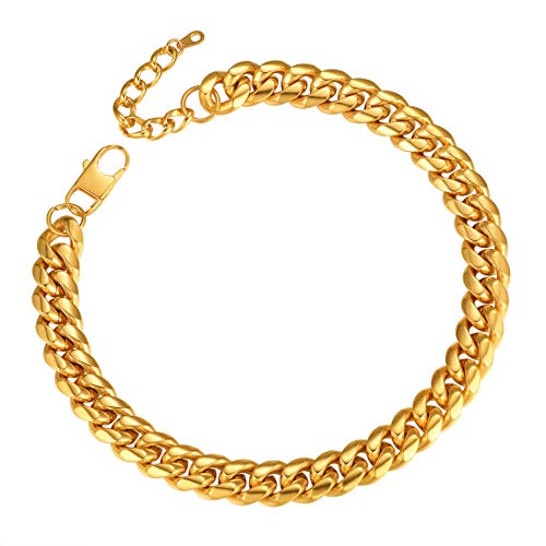 ChainsPro Herren Halskette 316L Edelstahl Klassische Kubanische Halskette 14mm Breit Panzerkette Halskette Stapelbare Collier Kette Hip Hop Kette Cuban Link Chains in Gold Länge 51cm von ChainsPro