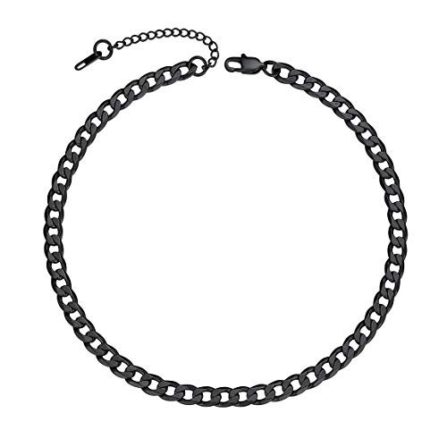 ChainsPro Ketten für Jungs Panzerkette Herren Klassische Kubanische Glieder Link Schwarz Kette 6mm Breit Edelstahl Halskette Herren 40cm Länge Choker Halsreif Hip Hop Punk Modeschmuck für Männer von ChainsPro