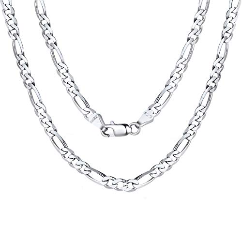 ChainsPro Klassische Figarokette 925 Sterling Silber Damen Herren Figaro Halskette 3mm breit Panzerkette 56cm lang Cuban Link Chain von ChainsPro