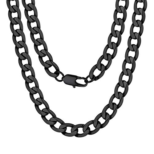 ChainsPro Herrenkette Kuban Link Chain Edelstahl Halskette Panzerkette 9mm Breit Gliederkette Kette Schwarz Necklace Men 66cm Choker Collier Hip Hop Halsband Modeschmuck für Freuden von ChainsPro