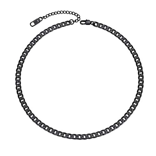 ChainsPro Ketten für Jungs Panzerkette Herren Klassische Kubanische Glieder Link Schwarz Kette 4mm Breit Edelstahl Halskette Herren 40cm Länge Choker Halsreif Hip Hop Punk Modeschmuck für Männer von ChainsPro