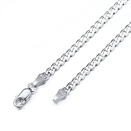 S925 Silber Kub 3/5mm Bereit Ketten Ultra Dünn 925 Sterling Silber Herren Kette, Ultra Dünn Curb Cuban S925 Silber Ketten Länger 46-71 cm im Farben Silber für Damen/Herren von ChainsPro