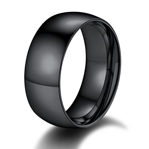 ChainsPro Mann Ring Edelstahl Schlichter Fingerring 8mm breit Stapelbarer Siegelring Schwarz Klassischer Ring Ehering für Damen Herren Party Ringgröße 65.0 von ChainsPro